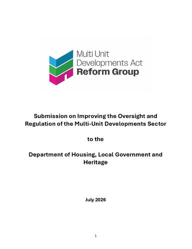 Submission on Improving the Oversight and Regulation of the Multi-Unit Developments Sector and Budget 2027 -- Final